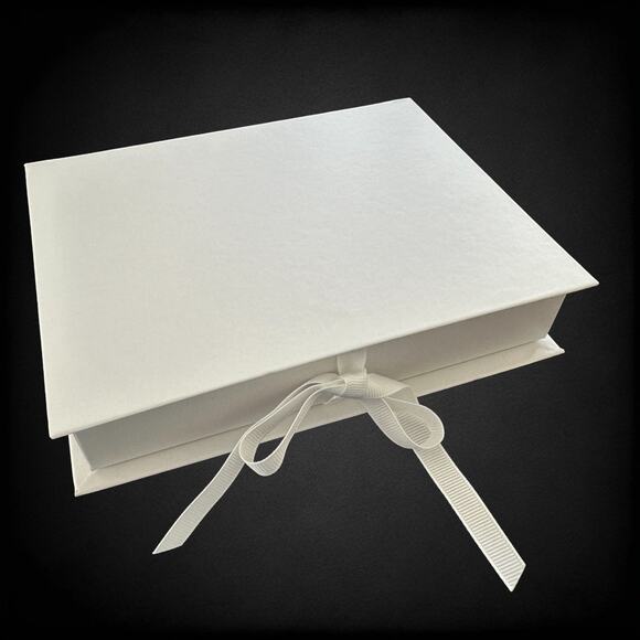 Other - White Satin Ribbon Gift Box Velvet Insert Interior 7" x 5.5" x 1.25" Jewelry